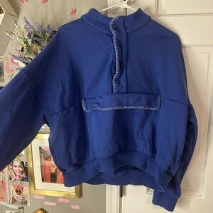 Urban Outfitters Royal Blue Half Button Up Sweatshirt